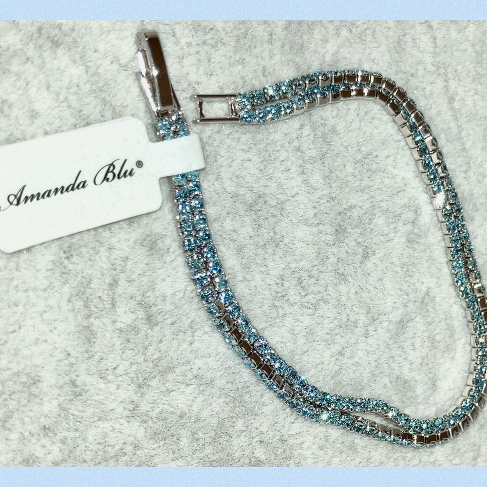 Radiant Aquamarine Czech Crystal Tennis Bracelet - Picture 11 of 11